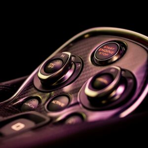 closeup photo of black remote control